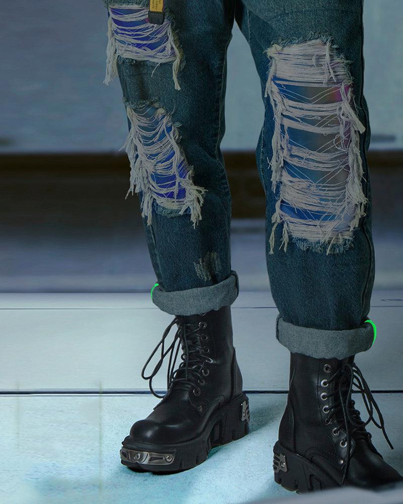 Futuristic Laser-Cut Denim Cargo -  comfortable denim - Futuristic Laser-Cut Denim Cargo Pants for Stylish Comfort - View 11