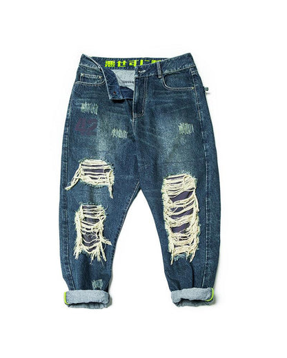 Futuristic Laser-Cut Denim Cargo -  ninja inspired clothing - Futuristic Laser-Cut Denim Cargo Pants for Stylish Comfort - View 14