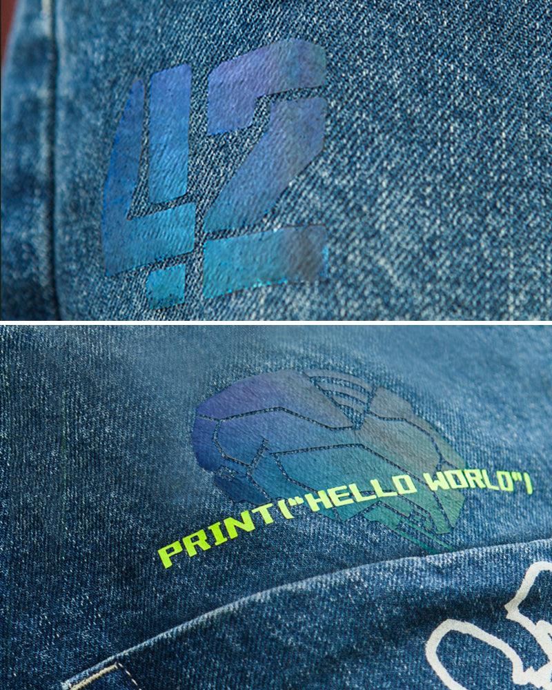 Futuristic Laser-Cut Denim Cargo -  techwear - Futuristic Laser-Cut Denim Cargo Pants for Stylish Comfort - View 16