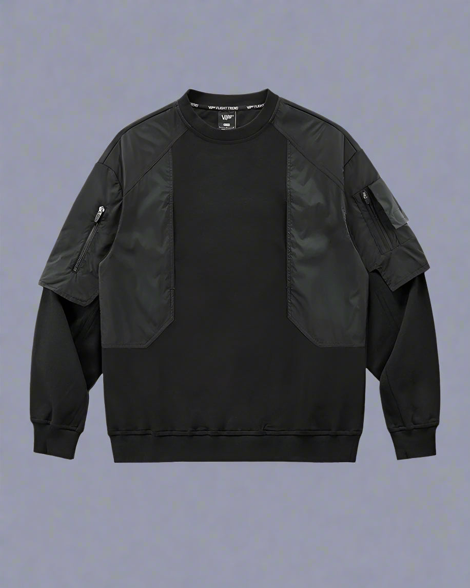 Futuristic Layered Crewneck Sweatshirt - crewneck - Futuristic Layered Crewneck Sweatshirt for Comfort - Main view