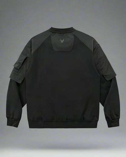 Futuristic Layered Crewneck Sweatshirt - cyberpunk sweatshirt - Futuristic Layered Crewneck Sweatshirt for Comfort - View 2