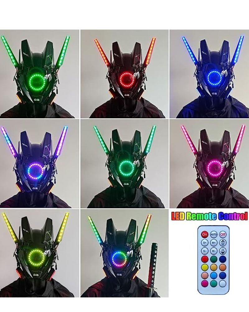 Futuristic LED Cyber Helmet -  customizable helmet - Futuristic Cyberpunk LED Helmet with Custom Colors - View 10