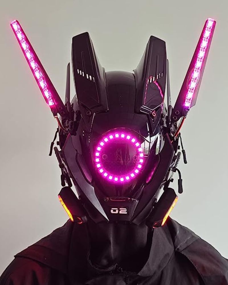 Futuristic LED Cyber Helmet - cyberpunk headgear - Futuristic Cyberpunk LED Helmet with Custom Colors - View 2
