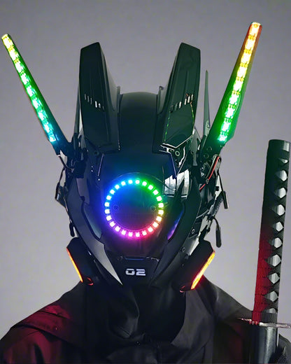 Futuristic LED Cyber Helmet - cyberpunk headgear - Futuristic Cyberpunk LED Helmet with Custom Colors - View 9
