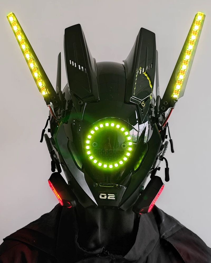 Futuristic LED Cyber Helmet -  cyberpunk mask - Futuristic Cyberpunk LED Helmet with Custom Colors - View 4