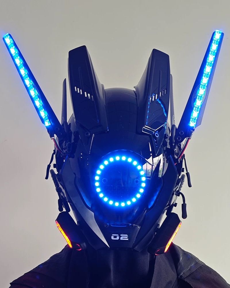 Futuristic LED Cyber Helmet -  edgy style - Futuristic Cyberpunk LED Helmet with Custom Colors - View 5