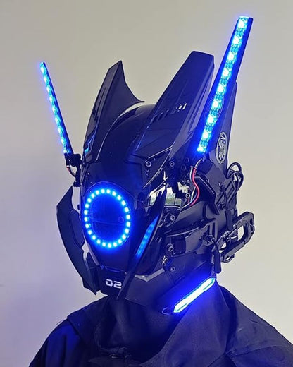 Futuristic LED Cyber Helmet -  halloween costume accessory - Futuristic Cyberpunk LED Helmet with Custom Colors - View 6