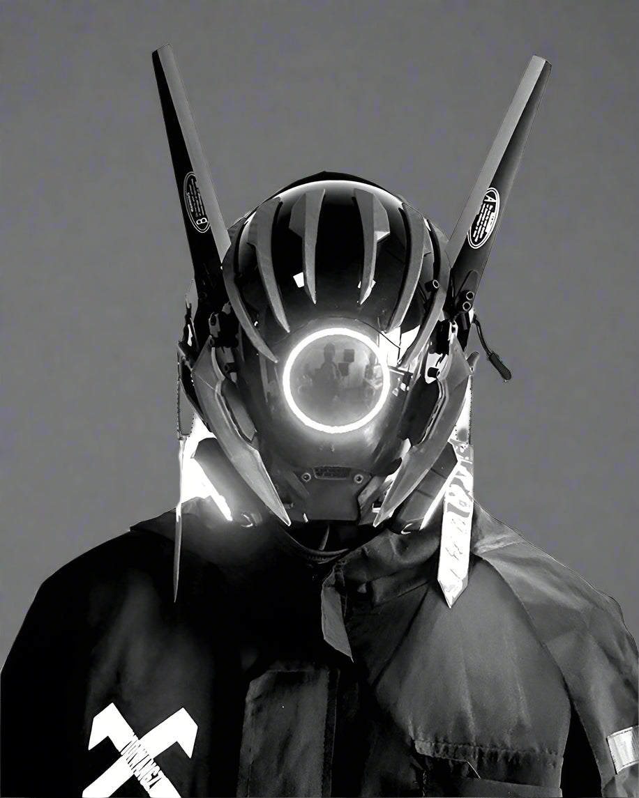 Futuristic LED Wing Helmet -  custom masked helmet - Futuristic LED Wing Helmet for Cyberpunk Style - View 3