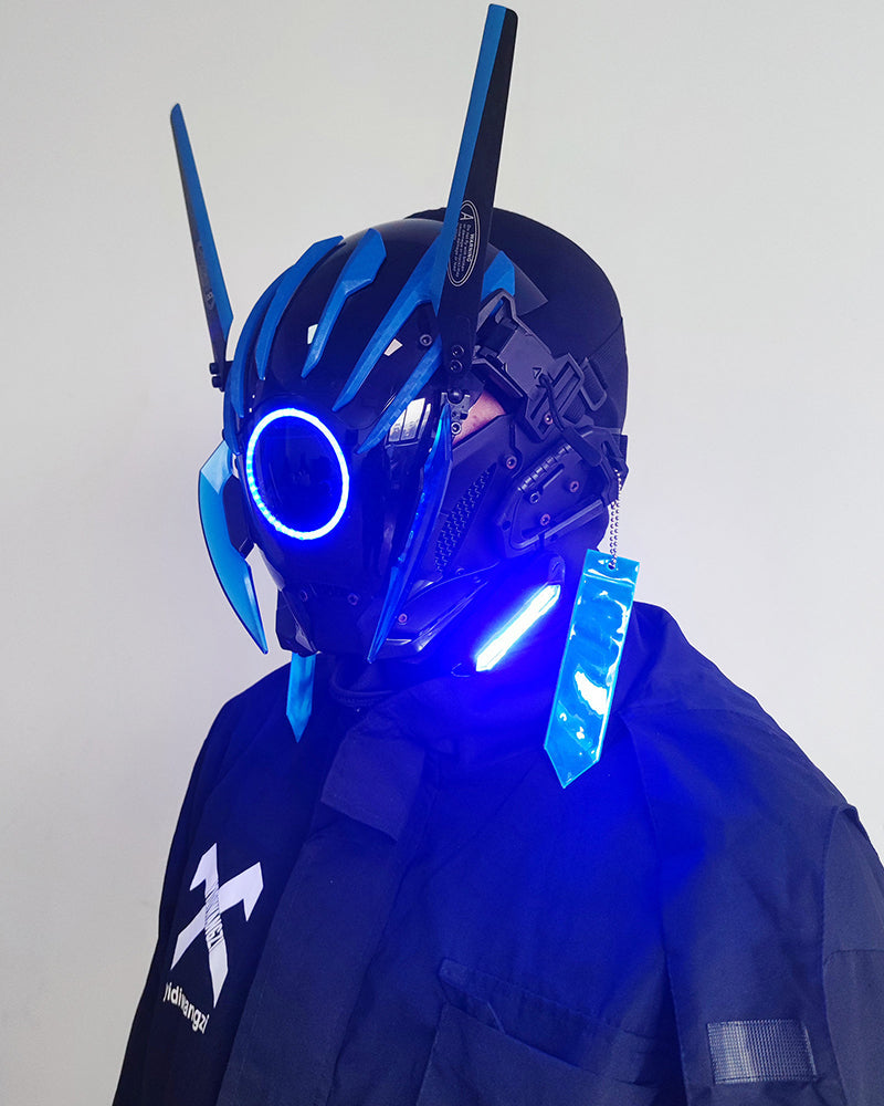 Futuristic LED Wing Helmet -  festival mask - Futuristic LED Wing Helmet for Cyberpunk Style - View 4
