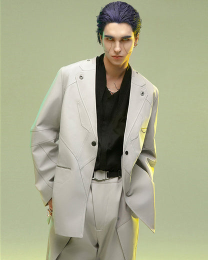 Futuristic Magnetic Buckle Suit -  gray - Futuristic Magnetic Buckle Techwear Jacket - View 6