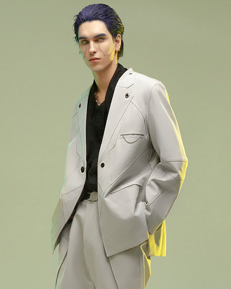 Futuristic Magnetic Buckle Suit -  jacket - Futuristic Magnetic Buckle Techwear Jacket - View 7