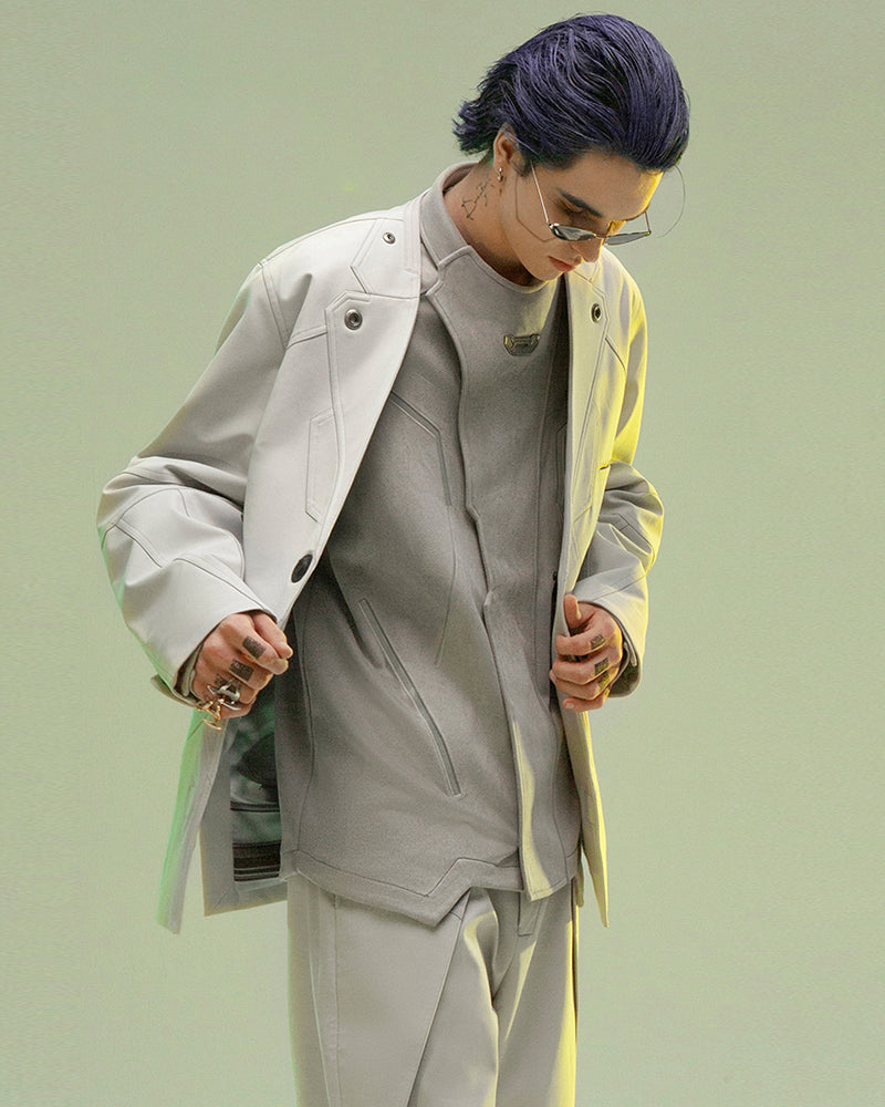 Futuristic Magnetic Buckle Suit -  polyamide lining - Futuristic Magnetic Buckle Techwear Jacket - View 8