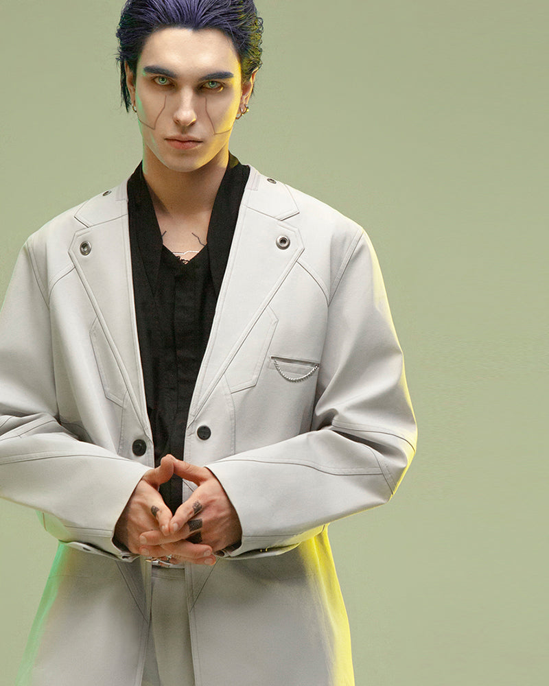 Futuristic Magnetic Buckle Suit -  black - Futuristic Magnetic Buckle Techwear Jacket - View 12