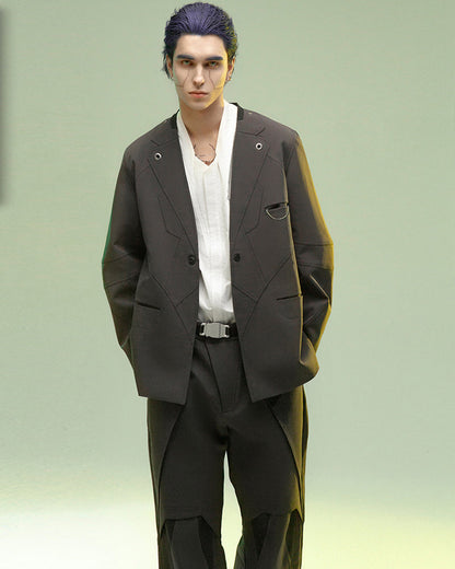Futuristic Magnetic Buckle Suit -  black - Futuristic Magnetic Buckle Techwear Jacket - View 3