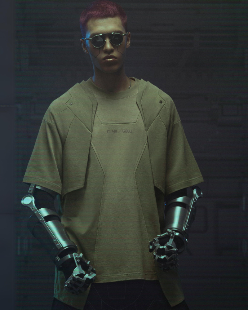 Futuristic Mecha Cyberpunk Tee - cyberpunk - Futuristic Mecha Cyberpunk Tee for Trendy Style - Main view
