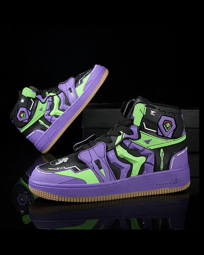 Futuristic Mecha Sneakers -  comfortable shoes - Stylish Mecha Sneakers in Purple and Red for Comfort - View 3