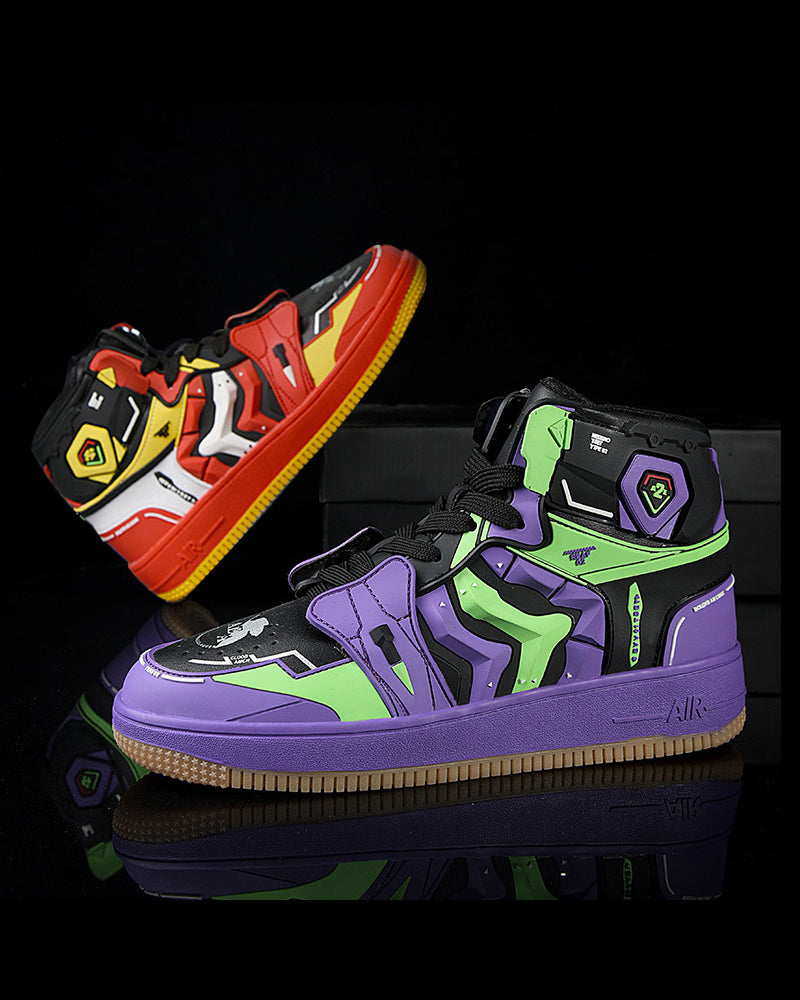 Futuristic Mecha Sneakers -  durable footwear - Stylish Mecha Sneakers in Purple and Red for Comfort - View 5