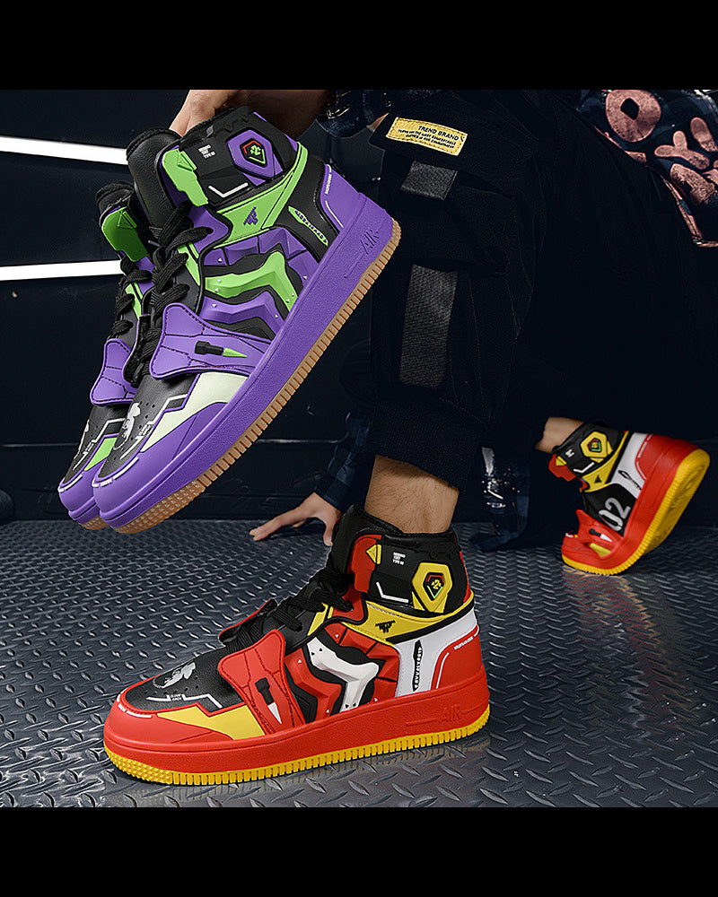 Futuristic Mecha Sneakers - stylish sneakers - Stylish Mecha Sneakers in Purple and Red for Comfort - View 2