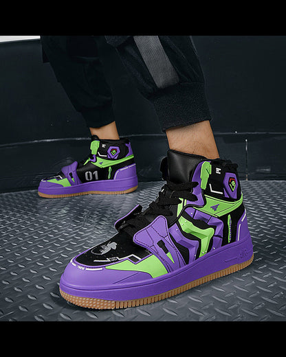 Futuristic Mecha Sneakers -  techwear shoes - Stylish Mecha Sneakers in Purple and Red for Comfort - View 7