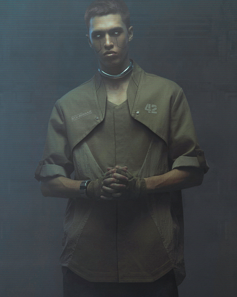 Futuristic Military Short Sleeve Shirt -  casual wear shirt - Futuristic Military Short Sleeve Shirt for Casual Style - View 3