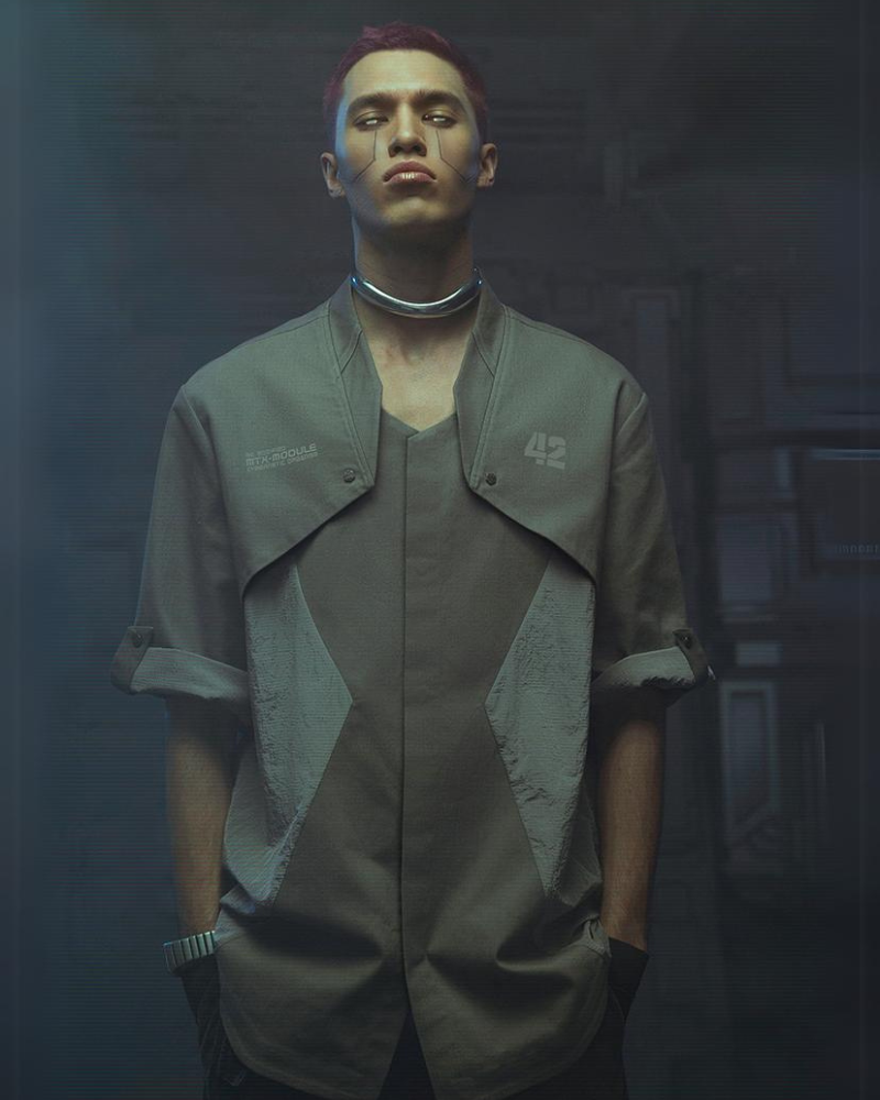 Futuristic Military Short Sleeve Shirt - military shirt - Futuristic Military Short Sleeve Shirt for Casual Style - Main view