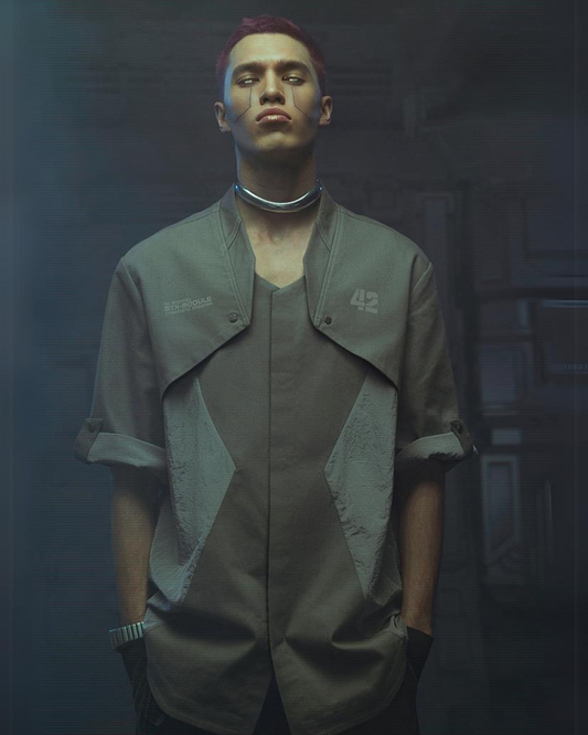 Futuristic Military Short Sleeve Shirt - military shirt - Futuristic Military Short Sleeve Shirt for Casual Style - Main view