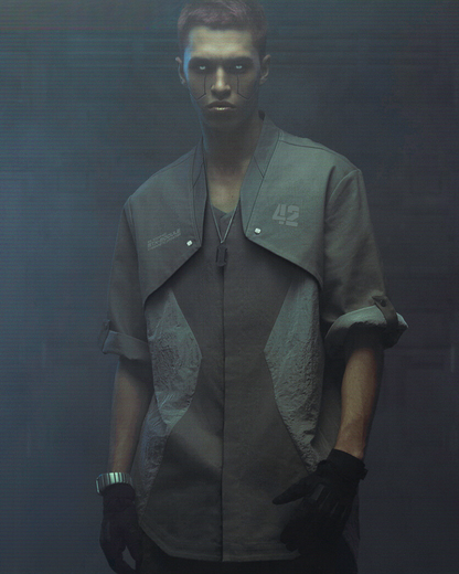 Futuristic Military Short Sleeve Shirt - military style shirt - Futuristic Military Short Sleeve Shirt for Casual Style - View 2