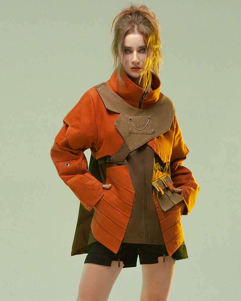 Futuristic Multi-Pocket Cyber Jacket -  baggy jacket - Futuristic Multi-Pocket Cyber Jacket for Urban Adventures - View 3