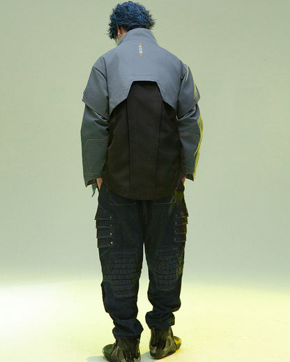 Futuristic Multi-Pocket Cyber Jacket -  cyberpunk - Futuristic Multi-Pocket Cyber Jacket for Urban Adventures - View 12