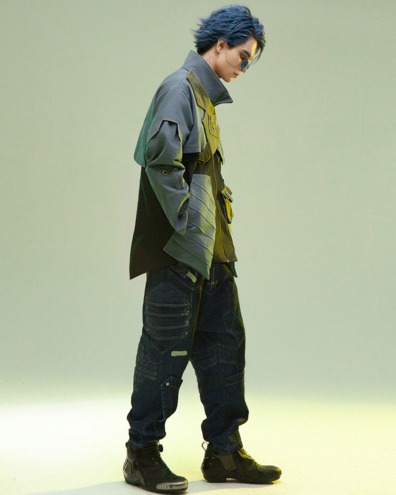 Futuristic Multi-Pocket Cyber Jacket -  futuristic - Futuristic Multi-Pocket Cyber Jacket for Urban Adventures - View 13