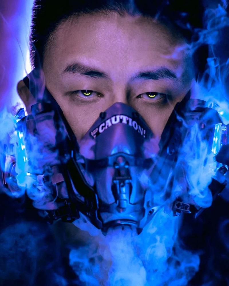Futuristic Neon Cyberpunk Mask -  cosplay accessory - Futuristic Neon Cyberpunk Mask with Light Features - View 3