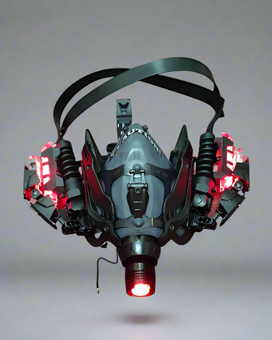 Futuristic Neon Cyberpunk Mask - cyberpunk cosplay mask - Futuristic Neon Cyberpunk Mask with Light Features - Main view