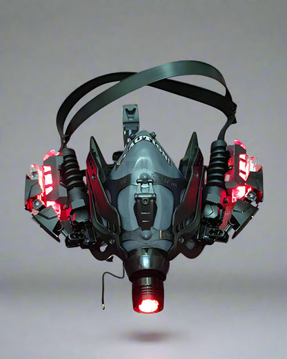 Futuristic Neon Cyberpunk Mask - cyberpunk cosplay mask - Futuristic Neon Cyberpunk Mask with Light Features - Main view