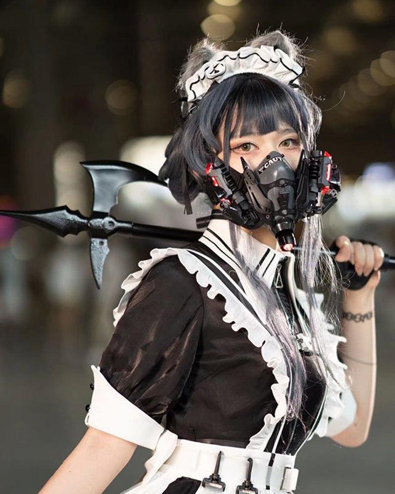 Futuristic Neon Cyberpunk Mask -  neon mask - Futuristic Neon Cyberpunk Mask with Light Features - View 4