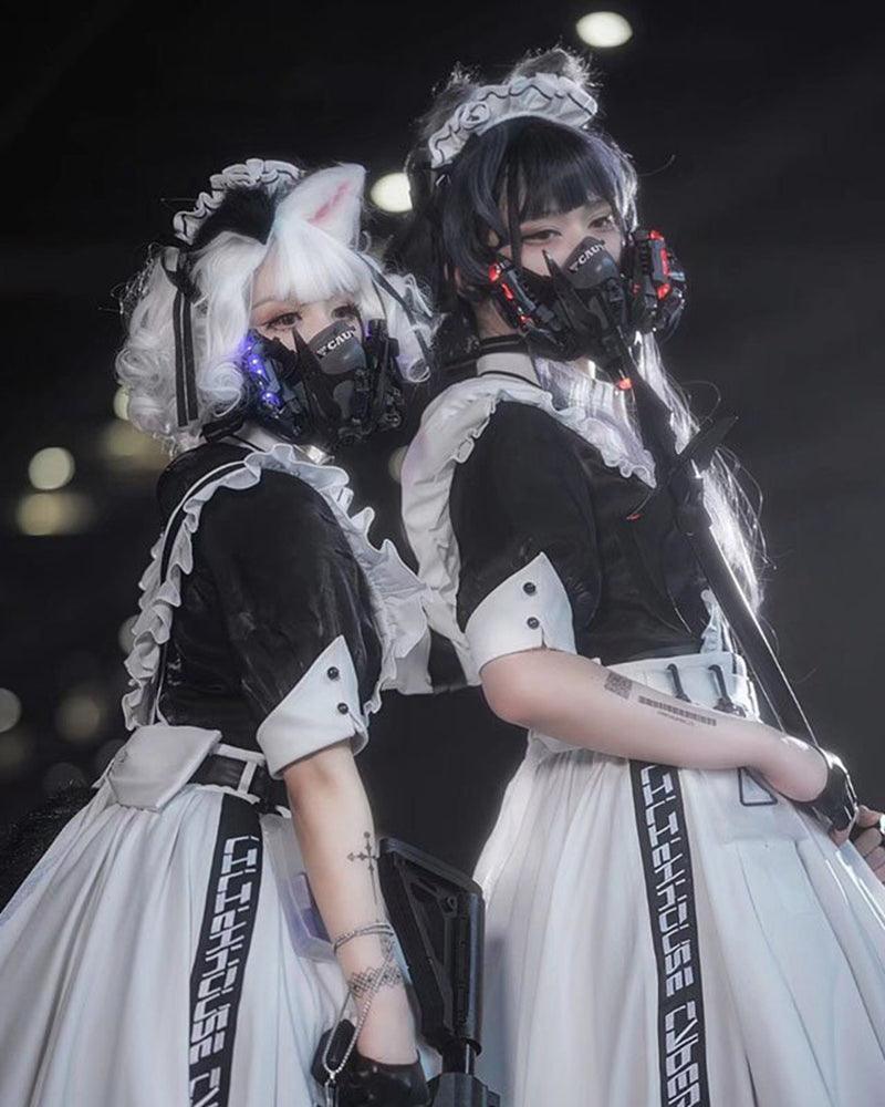 Futuristic Neon Cyberpunk Mask -  techwear accessories - Futuristic Neon Cyberpunk Mask with Light Features - View 6