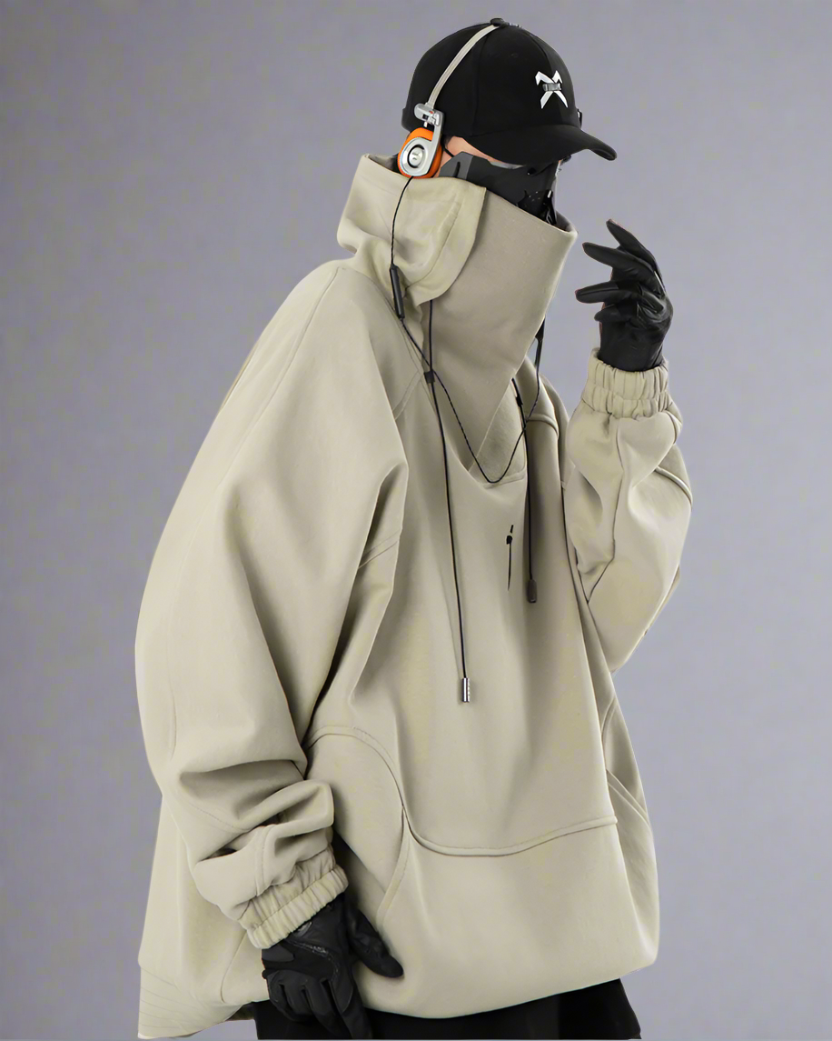 Futuristic Oversized Stand Collar Sweatshirt -  comfortable - Futuristic Oversized Stand Collar Sweatshirt for Casual Style - View 3