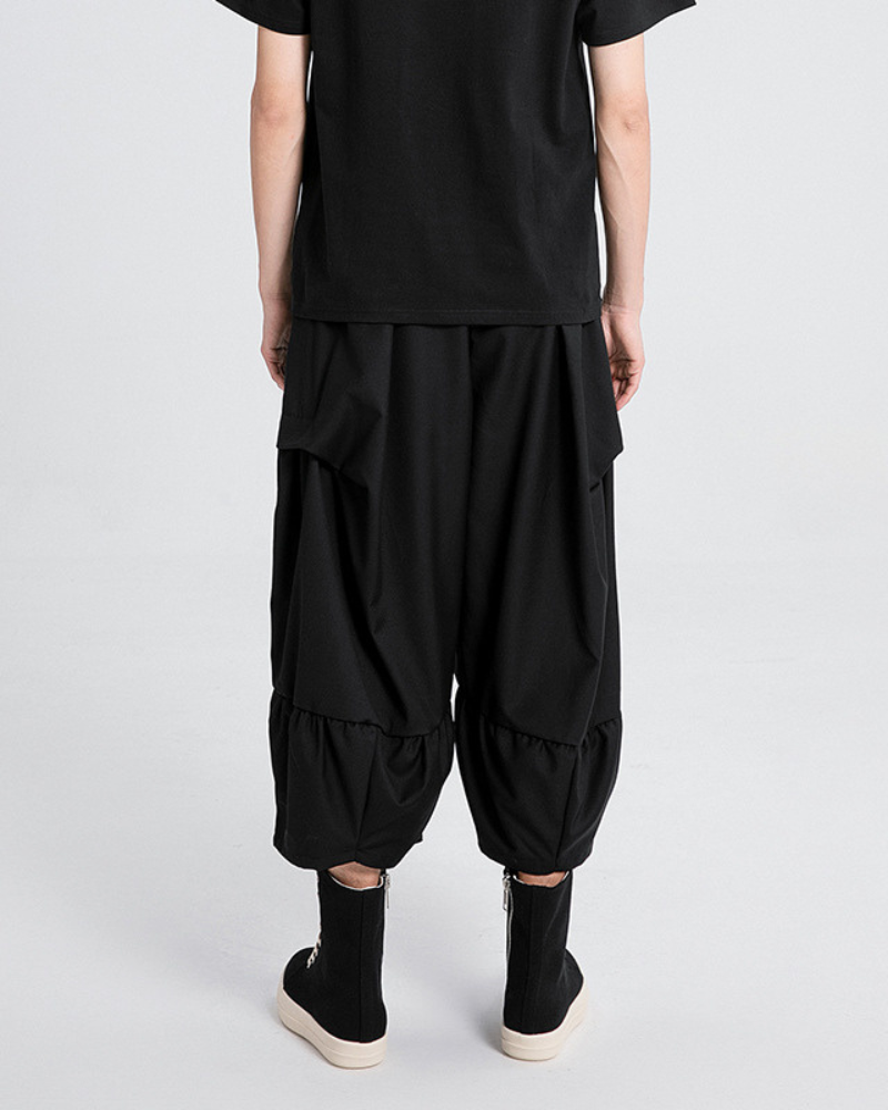 Futuristic Pleated Hakama Trousers -  black trousers - Futuristic Pleated Hakama Trousers for Modern Style - View 3