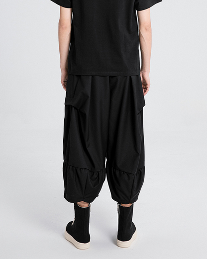 Futuristic Pleated Hakama Trousers -  black trousers - Futuristic Pleated Hakama Trousers for Modern Style - View 3