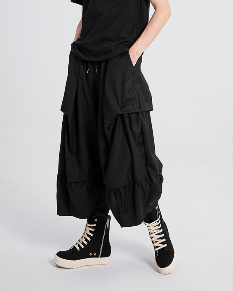Futuristic Pleated Hakama Trousers - hakama trousers - Futuristic Pleated Hakama Trousers for Modern Style - Main view