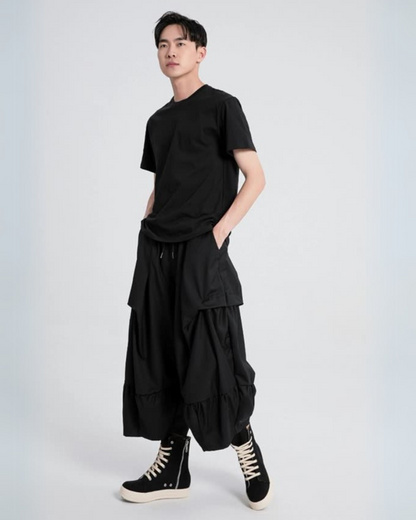 Futuristic Pleated Hakama Trousers -  Japanese elegance pants - Futuristic Pleated Hakama Trousers for Modern Style - View 4