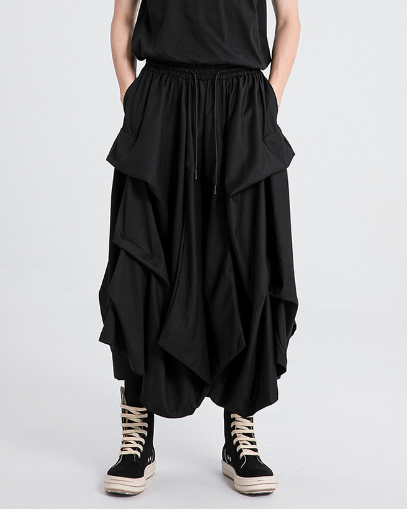 Futuristic Pleated Hakama Trousers - modern style trousers - Futuristic Pleated Hakama Trousers for Modern Style - View 2