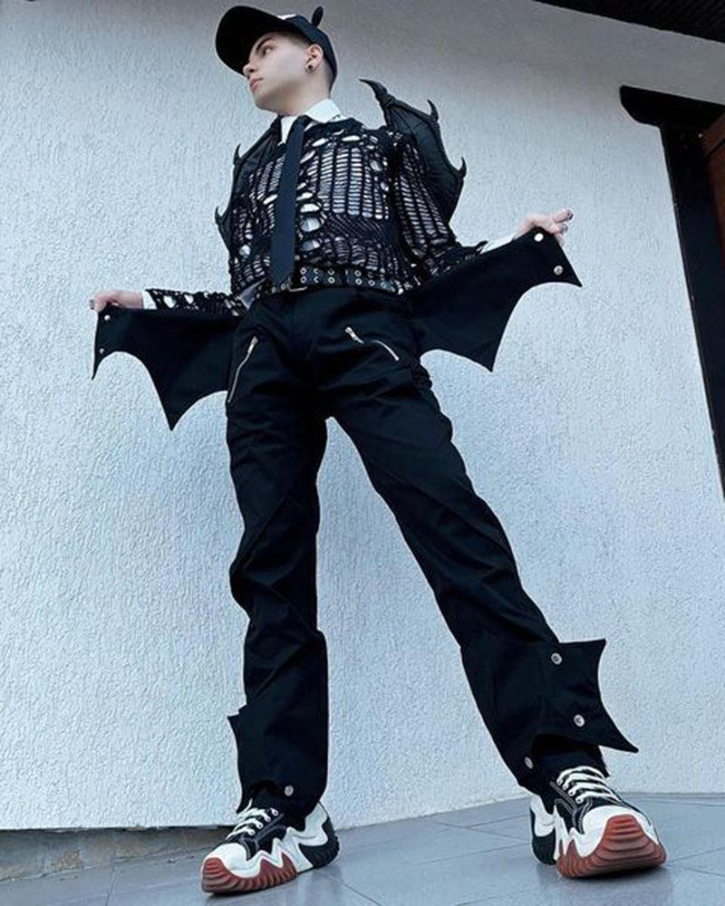 Futuristic Punk Bat Trousers - comfortable techwear pants - Futuristic Punk Bat Trousers for Modern Style - View 9