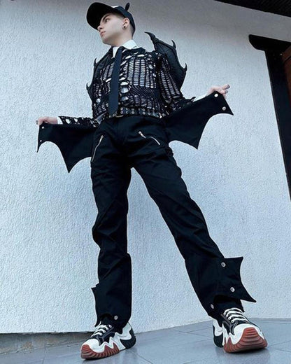 Futuristic Punk Bat Trousers - comfortable techwear pants - Futuristic Punk Bat Trousers for Modern Style - View 9