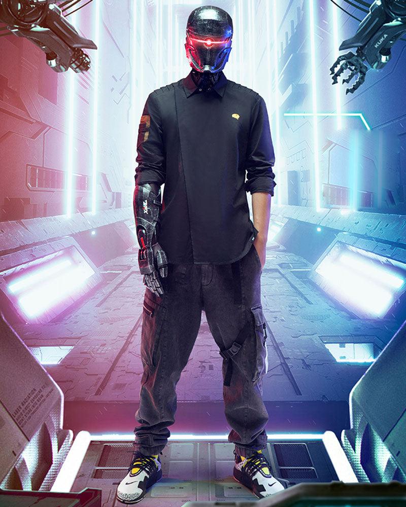 Futuristic Reflective Denim Cargo Pants - cargo pants - Futuristic Reflective Denim Cargo Pants for Techwear - View 9