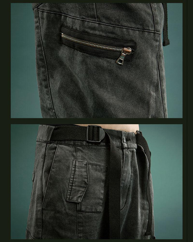 Futuristic Reflective Denim Cargo Pants -  futuristic - Futuristic Reflective Denim Cargo Pants for Techwear - View 12