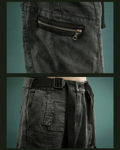 Futuristic Reflective Denim Cargo Pants -  futuristic - Futuristic Reflective Denim Cargo Pants for Techwear - View 12