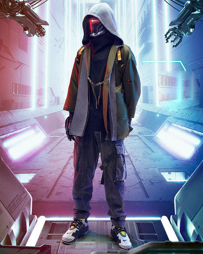Futuristic Reflective Denim Cargo Pants -  reflective denim - Futuristic Reflective Denim Cargo Pants for Techwear - View 5