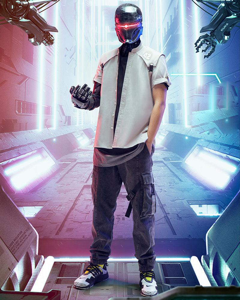 Futuristic Reflective Denim Cargo Pants -  streetwear - Futuristic Reflective Denim Cargo Pants for Techwear - View 6