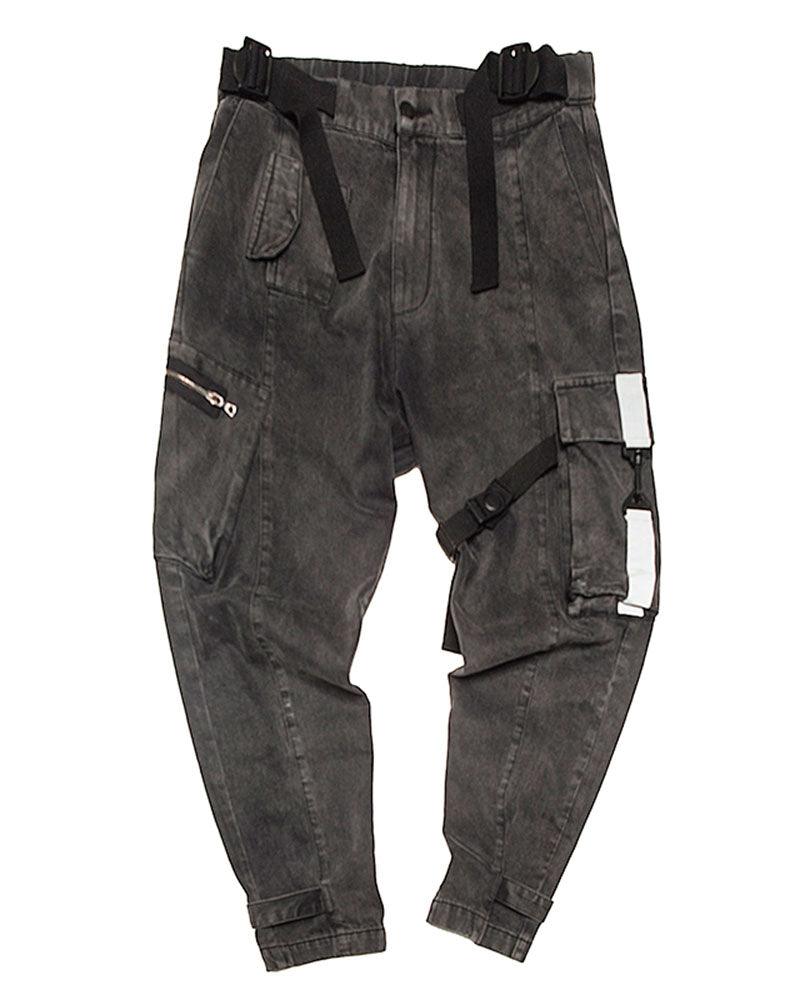 Futuristic Reflective Denim Cargo Pants - techwear pants - Futuristic Reflective Denim Cargo Pants for Techwear - View 10