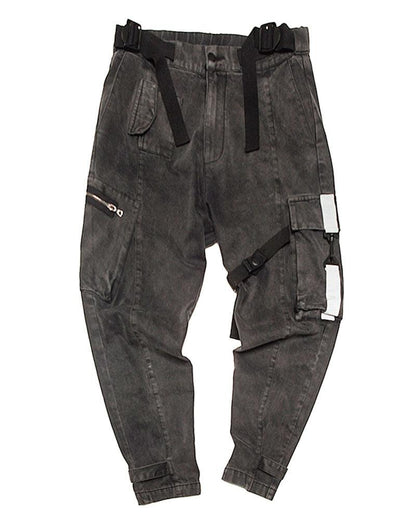 Futuristic Reflective Denim Cargo Pants - techwear pants - Futuristic Reflective Denim Cargo Pants for Techwear - View 10